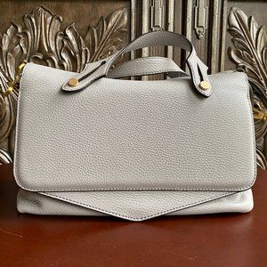 Annabel Ingall - Franca Genuine Pebbled Leather Satchel in Smoke/Gold